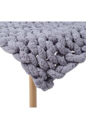 Living and Home 60cm L x 60cm W Hand-Woven Chenille Throw Blanket in Grey - Size: 60 cm L x 60 cm W - thumbnail 6