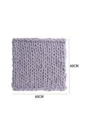 Living and Home 60cm L x 60cm W Hand-Woven Chenille Throw Blanket in Grey - Size: 60 cm L x 60 cm W - thumbnail 3