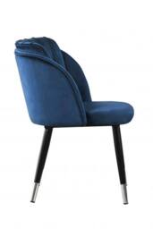 Life Interiors Set of 4 Milano Velvet Dining Chairs with Stylish Ribbed Back Design, Black Metal Legs with Silver Tips in Blue - thumbnail 3