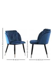 Life Interiors Set of 4 Milano Velvet Dining Chairs with Stylish Ribbed Back Design, Black Metal Legs with Silver Tips in Blue - thumbnail 5