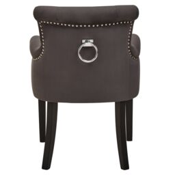 Orsina Ringback Velvet Armchair for Living Room, Classic Indoor Chair with Tufting, Angular Wooden Leg Chair in Grey - thumbnail 2