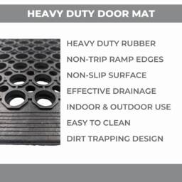 Ark Mat Heavy Duty Rubber Door Mat Non-Slip Wheelchair Friendly - 1.5m x 0.9m in Black - Size: 150 cm x 90 cm - thumbnail 5