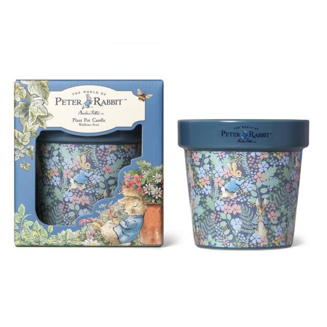 Peter Rabbit Blue Floral Printed Plant Pot Candle - Wildflower Floral Scent - Size: Medium - image 1