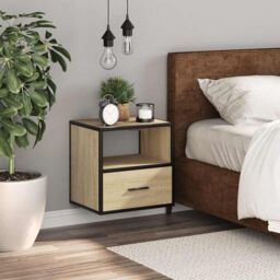 Berkfield Home Wall-mounted Bedside Cabinet Sonoma Oak 40x31x39.5 cm in Brown - thumbnail 3