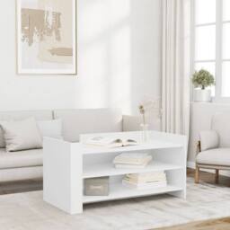 Berkfield Home Coffee Table White 100x50x50 cm Engineered Wood - Size: 100 x 50 x 50 cm - thumbnail 2