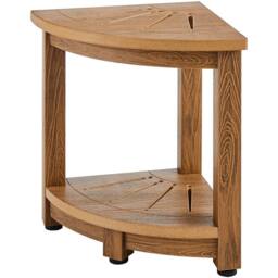 "VEVOR Sturdy Shower Bench 16.5"" Height Faux Wood Grain Water Resistant in Light Brown"