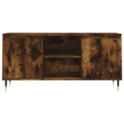 Berkfield Home TV Cabinet Smoked Oak 104x35x50 cm Engineered Wood in Brown - Size: 104 x 35 x 50 cm - thumbnail 5
