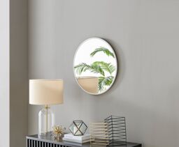 FurnitureboxUK Emma 60cm Small Art Deco Metal Frame Round Hallway Bedroom Dining & Living Room Wall Mirror in White - thumbnail 1