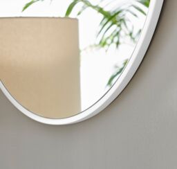 FurnitureboxUK Emma 60cm Small Art Deco Metal Frame Round Hallway Bedroom Dining & Living Room Wall Mirror in White - thumbnail 2