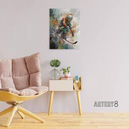 "Artery8 Skier Skiing Winter Sport Paint Splat Canvas Wall Art Print - Size: W24"" x H32""" - thumbnail 3