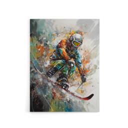 "Artery8 Skier Skiing Winter Sport Paint Splat Canvas Wall Art Print - Size: W24"" x H32""" - thumbnail 1