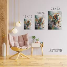 "Artery8 Skier Skiing Winter Sport Paint Splat Canvas Wall Art Print - Size: W24"" x H32""" - thumbnail 4