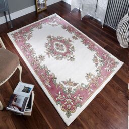 The Rug Shop UK Cream Pink Handmade Traditional Easy to clean Border Floral Area Rug - Size: 200 cm x 280 cm - thumbnail 1