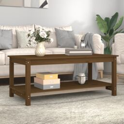 Berkfield Home Coffee Table Honey Brown 110x55x45 cm Solid Wood Pine - Size: 110 x 55 x 45 cm - thumbnail 3