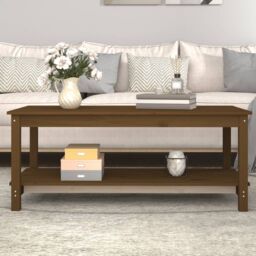 Berkfield Home Coffee Table Honey Brown 110x55x45 cm Solid Wood Pine - Size: 110 x 55 x 45 cm - thumbnail 1