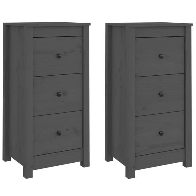 Berkfield Home Sideboards 2 pcs Grey 40x35x80 cm Solid Wood Pine - Size: 40 x 35 x 80 cm - image 1