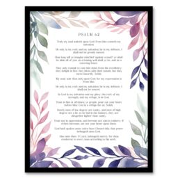 "Artery8 Wall Art Print Psalm 62 My Rock & My Salvation Old Testament Bible Quote Framed Art in Purple - Size: W12"" x H16""" - thumbnail 1