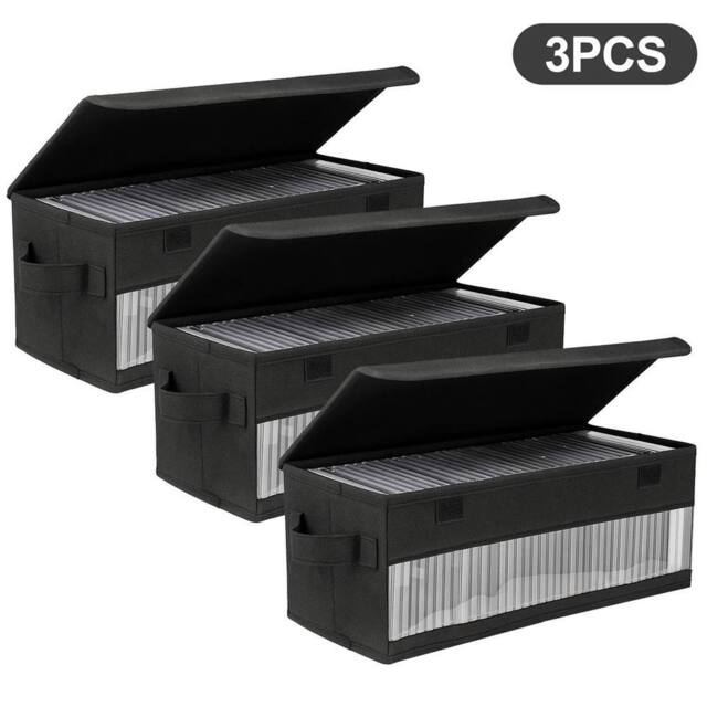 Nordara 3 Pcs Large CD DVD Storage Case Holds 165 Discs Durable Design in Black - image 1