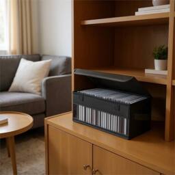 Nordara 3 Pcs Large CD DVD Storage Case Holds 165 Discs Durable Design in Black - thumbnail 3