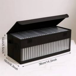 Nordara 3 Pcs Large CD DVD Storage Case Holds 165 Discs Durable Design in Black - thumbnail 2