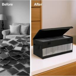 Nordara 3 Pcs Large CD DVD Storage Case Holds 165 Discs Durable Design in Black - thumbnail 4