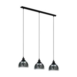 Loops Pendant Light Colour Black Shade Black Transparent Glass Vaporized E27 3x60W