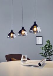 Loops Pendant Light Colour Black Shade Black Transparent Glass Vaporized E27 3x60W - thumbnail 3