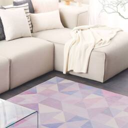Wyld and Coco Pastel Triangle Patchwork Rug Blue Grey Blush Woven Polyester Non - Size: 160 cm x 230 cm - thumbnail 1