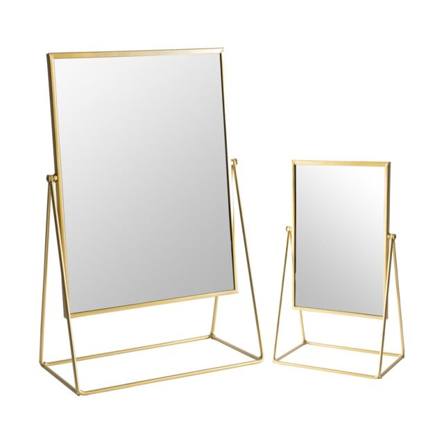 Harbour Housewares 2pc Dressing Table Mirror Set - Makeup Tabletop Cosmetic Bathroom Mirror in Gold - image 1