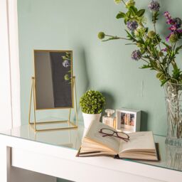 Harbour Housewares 2pc Dressing Table Mirror Set - Makeup Tabletop Cosmetic Bathroom Mirror in Gold - thumbnail 9