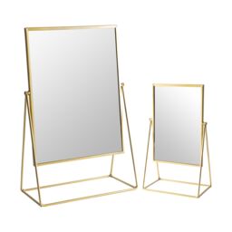 Harbour Housewares 2pc Dressing Table Mirror Set - Makeup Tabletop Cosmetic Bathroom Mirror in Gold - thumbnail 1