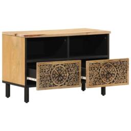 Berkfield Home TV Cabinet 70x33x46 cm Solid Wood Mango in Brown - Size: 70 x 33 x 46 cm - thumbnail 4