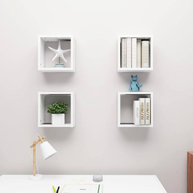 Berkfield Home Wall Cube Shelves 4 pcs White 30x15x30 cm - Size: 30 x 15 x 30 cm - image 1