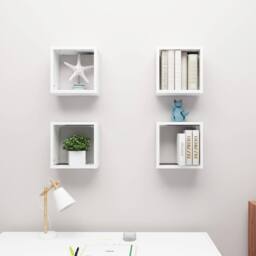 Berkfield Home Wall Cube Shelves 4 pcs White 30x15x30 cm - Size: 30 x 15 x 30 cm - thumbnail 1