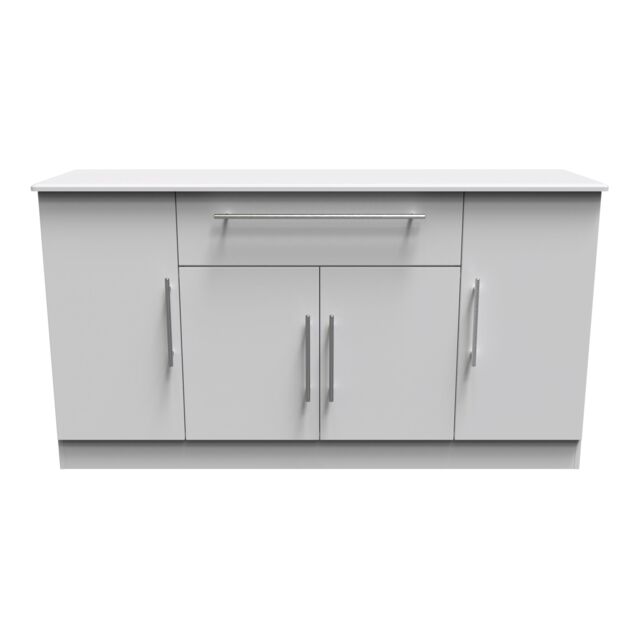 Ready Assembled 2 U Carlton 4 Door 1 Drawer Wide Unit (Ready Assembled) in Grey - Size: Large - image 1