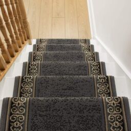 runrug Stair Runner Carpet for Staircases - Soft & Comfy, 9mm - 'Tribal' in Grey - Size: 60 cm x 720 cm - thumbnail 6