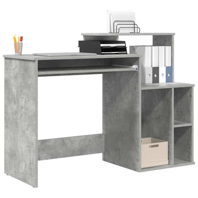 Berkfield Home Modern Desk with Storage Concrete Grey 120.5x44x88.5 cm Engineere - image 1