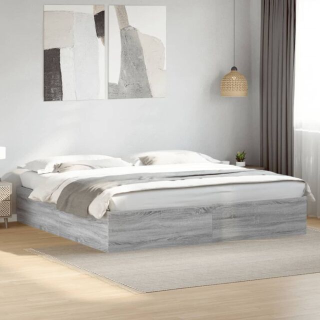 Berkfield Home Bed Frame without Mattress Grey Sonoma 200x200 cm - image 1