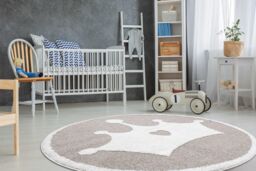 RugsX Modern Children's Rug in Beige - Size: 120 cm diameter - thumbnail 4