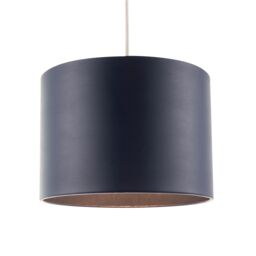Happy Homewares Classic Faux Leather Drum Lamp Shade with Inner Cotton Lining in Midnight - Size: 10 inches - thumbnail 2