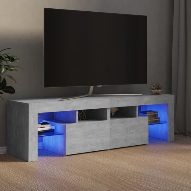 Berkfield Home TV Cabinet with LED Lights Concrete Grey 140x36.5x40 cm - image 1