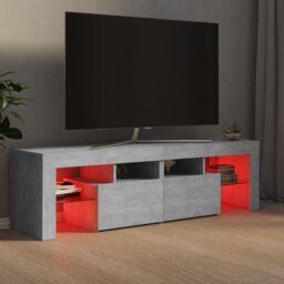 Berkfield Home TV Cabinet with LED Lights Concrete Grey 140x36.5x40 cm - thumbnail 5