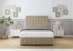 "Sloomy Berlin Coniston Divan Base No Drawers - 54"" Headboard & 12"" Footboard in Cream - Size: Small Single" - thumbnail 2