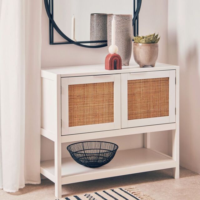 Orsina Versatile White Wood Side Cabinet, Rustic Bedside Cabinet, Easily Maintained Display Cabinet With Storage in Grey - image 1