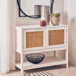 Orsina Versatile White Wood Side Cabinet, Rustic Bedside Cabinet, Easily Maintained Display Cabinet With Storage in Grey - thumbnail 1
