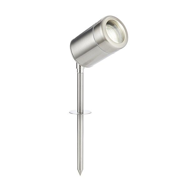 Netlighting Odyssey Outdoor Spike IP65 7W Brushed Stainless Steel & Clear Glass GU10 in Grey