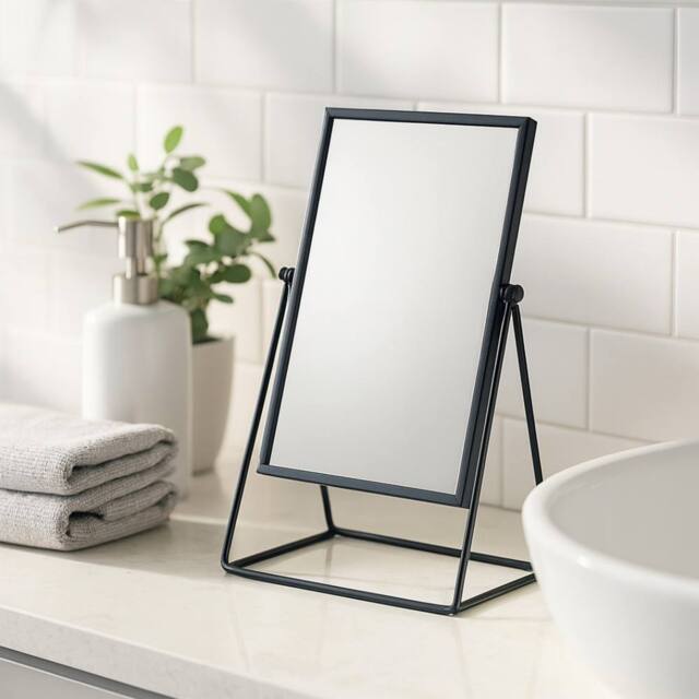 Havendro Black Rectangle Makeup Mirror Free Standing 22 x 39cm Pack of 1 - Size: 22 x 39 cm - image 1