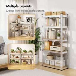 VonHaus Two Pack of 5 Tier 1.5m Garage Shelving Units in Silver - thumbnail 4