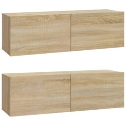 Berkfield Home 3 Piece TV Cabinet Set Sonoma Oak Engineered Wood in Brown - thumbnail 5