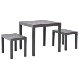 Berkfield Home Garden Table with 2 Benches Plastic Brown